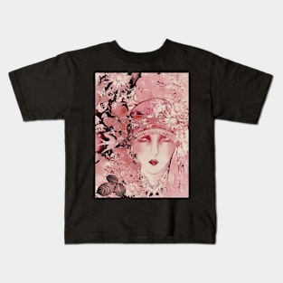 PINK ART DECO FLAPPER FLORAL ART COLLAGE POSTER PRINT 70S HAZEY Kids T-Shirt